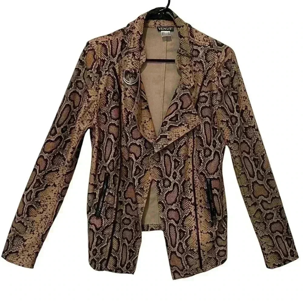 VENUS Snake Print Faux Leather Jacket Size 8